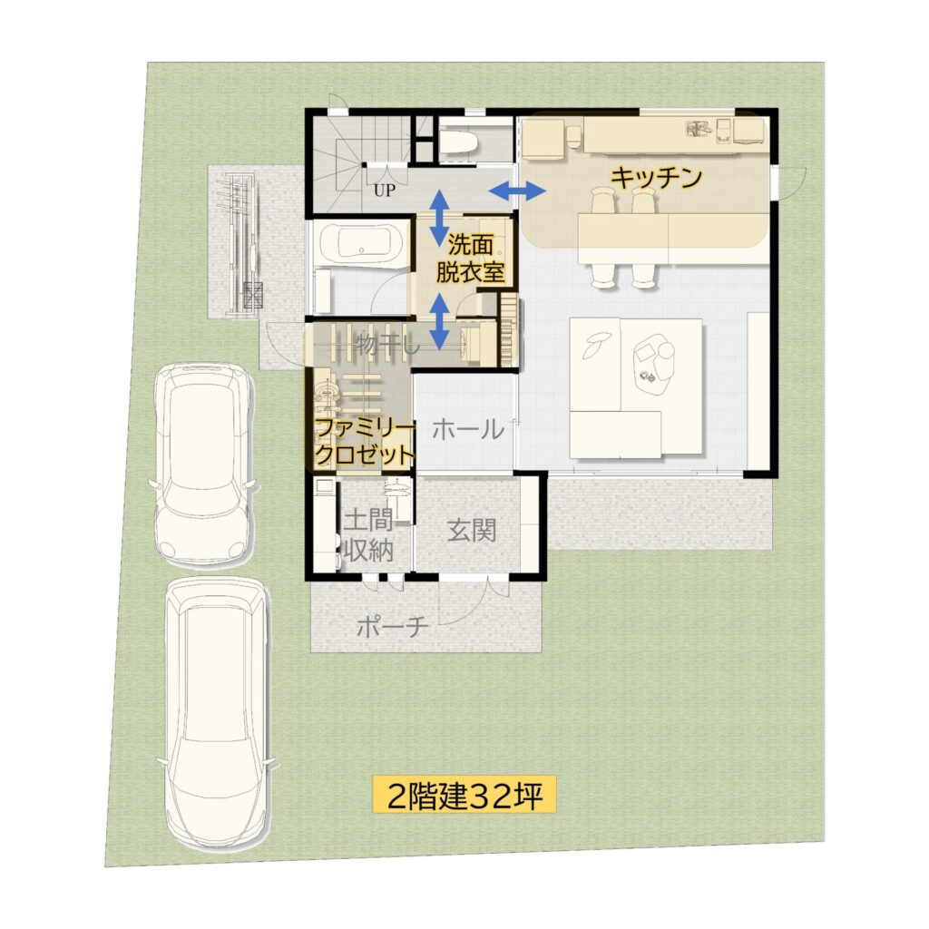 30坪の戸建て、家事がラクになる動線を考えた間取り