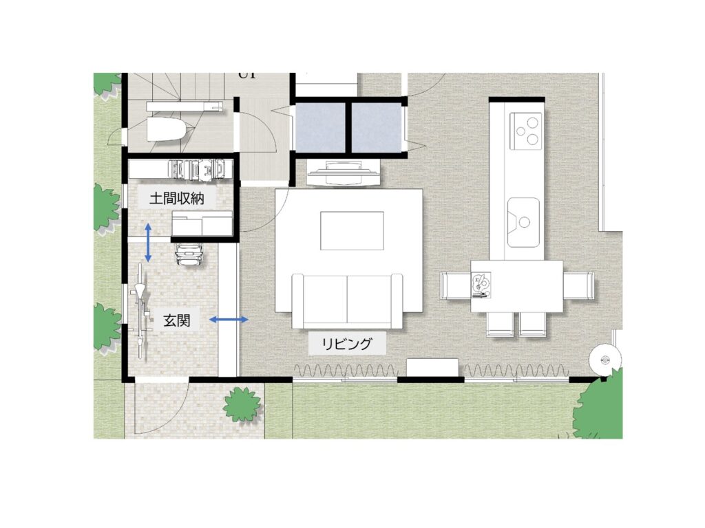 30坪の住まいに設けた土間収納