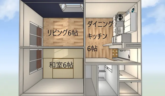 2DKビフォーの部屋割りイメージ