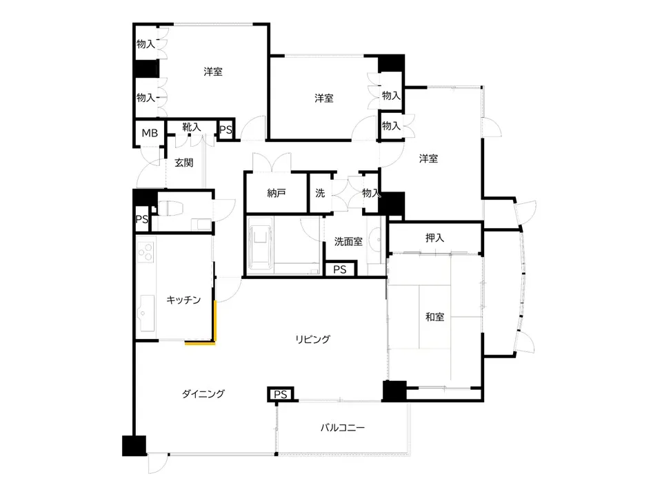 動線にぶつかるため家具が置けない例｜一級建築士が指摘する片づかない家