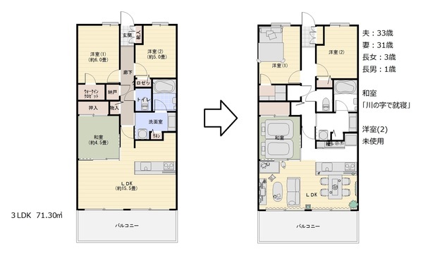 子どもの成長と家族構成の変化に対応する理想の間取りと部屋割り。長く住める住まいの工夫
