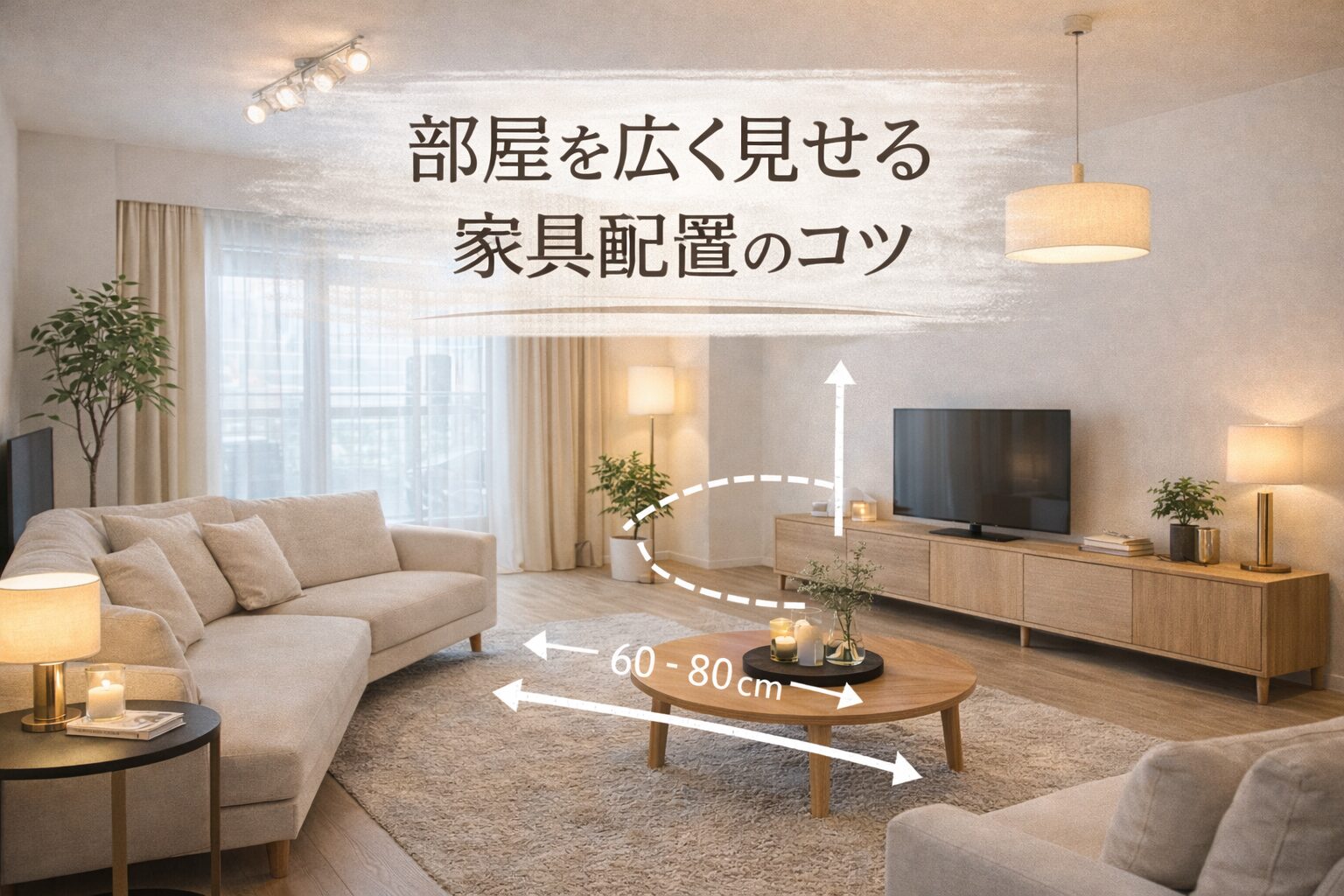部屋を広く見せる家具配置のコツ|狭い部屋でも広く感じるインテリア