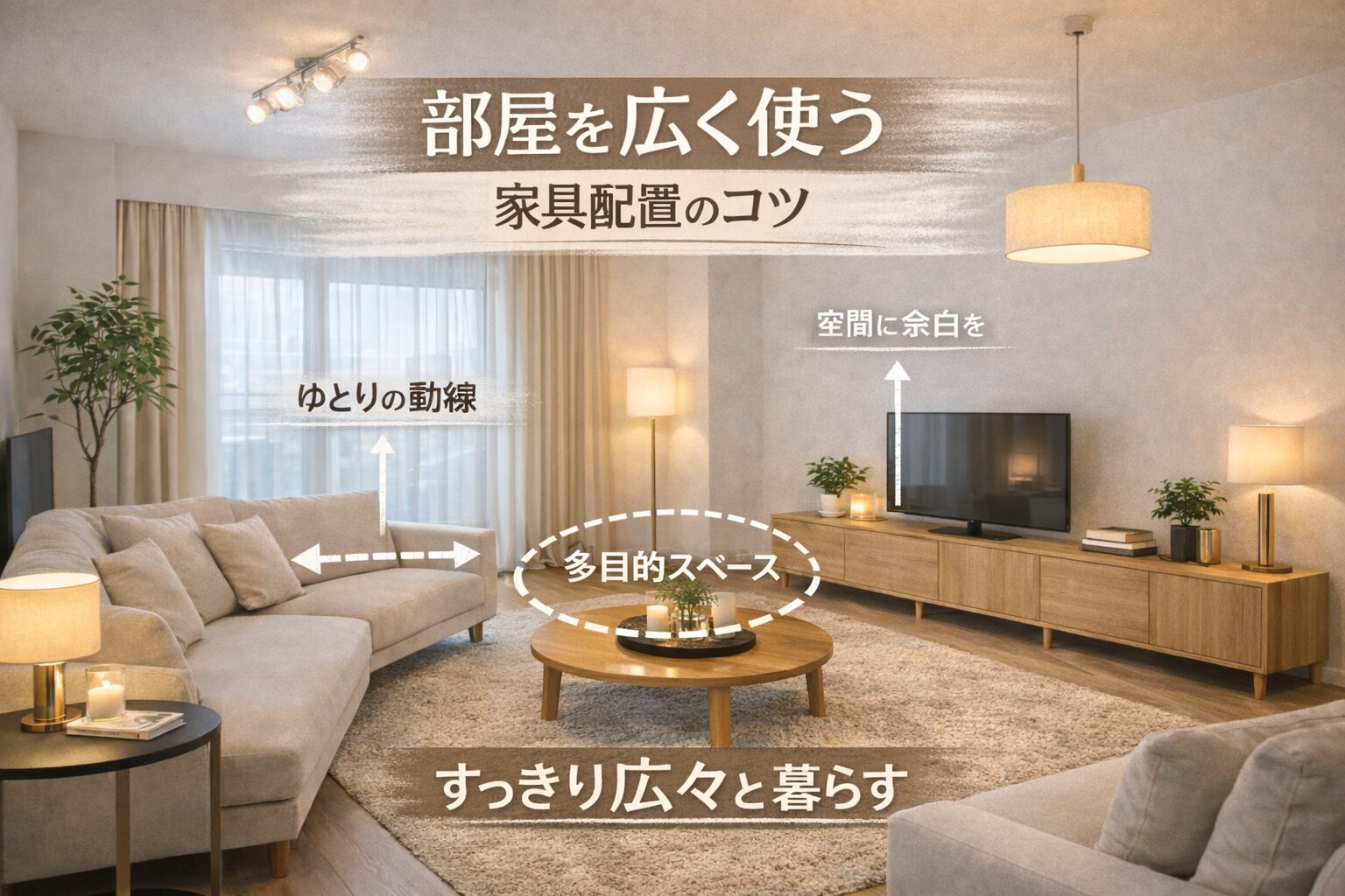 広く見える家と広く使える家の違いを解説する図解